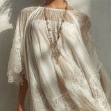 Fehér Csipkés Chiffon Mini Ruha