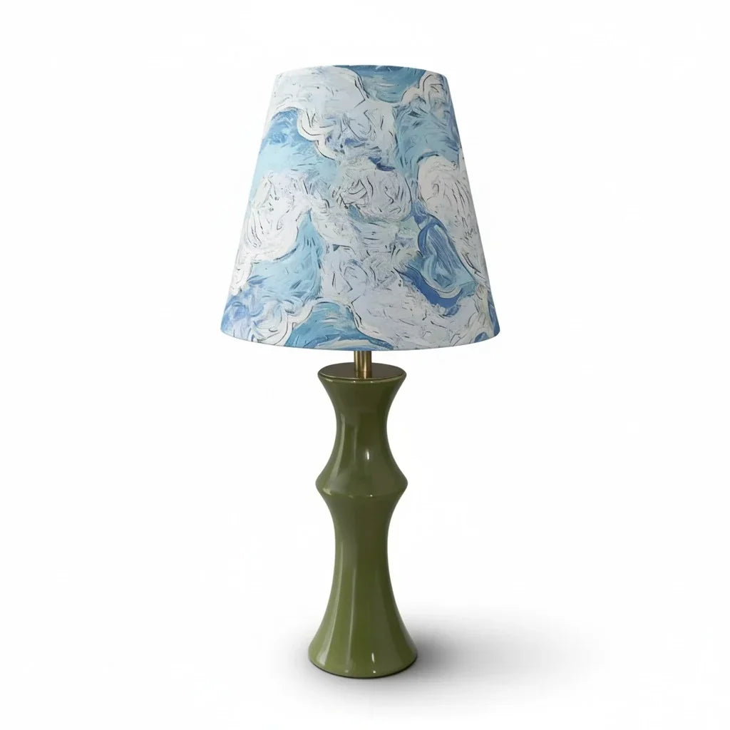 Stolná lampa z keramiky a dekoratívneho textilu