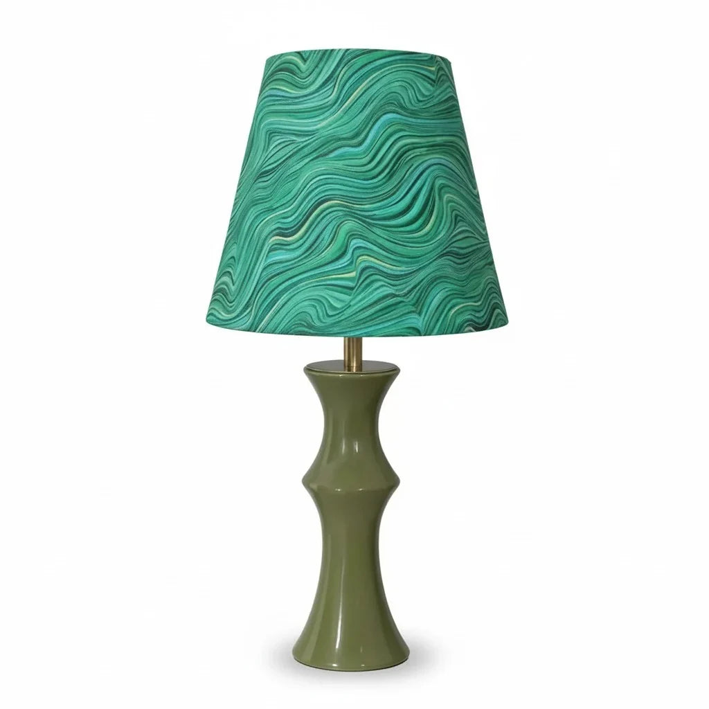 Stolná lampa z keramiky a dekoratívneho textilu
