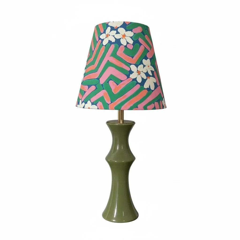 Stolná lampa z keramiky a dekoratívneho textilu