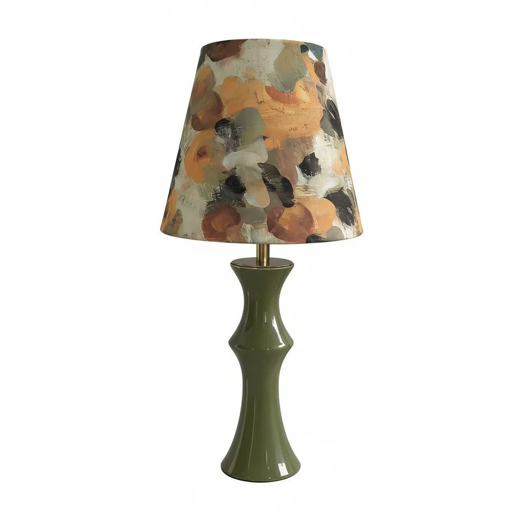 Stolná lampa z keramiky a dekoratívneho textilu