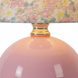 Stolná Lampa z Keramiky a Textilu s Retro Kvetinovým Motívom