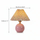 Stolná Lampa z Keramiky a Textilu s Retro Kvetinovým Motívom