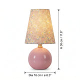 Stolná Lampa z Keramiky a Textilu s Retro Kvetinovým Motívom