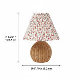 Stolová Lampa z Textúrovaného Rattanu a Tkaniny v Štýle Farmy