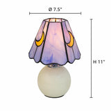 Stolná lampa z farebného skla Tiffany v tvare huby Cerys s keramickou základňou