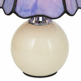 Stolná lampa z farebného skla Tiffany v tvare huby Cerys s keramickou základňou