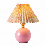 Stolná Lampa z Keramiky a Textilu s Retro Kvetinovým Motívom