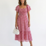 Midi Virágos Ruha Off-Shoulder Odette