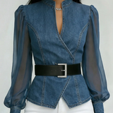 Zaya™ - Farmer Blúz Folyékony Chiffon Ujjakkal
