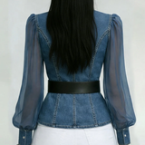 Zaya™ - Farmer Blúz Folyékony Chiffon Ujjakkal
