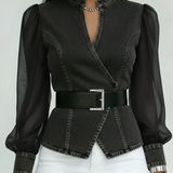 Zaya™ - Farmer Blúz Folyékony Chiffon Ujjakkal
