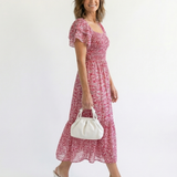 Midi Virágos Ruha Off-Shoulder Odette
