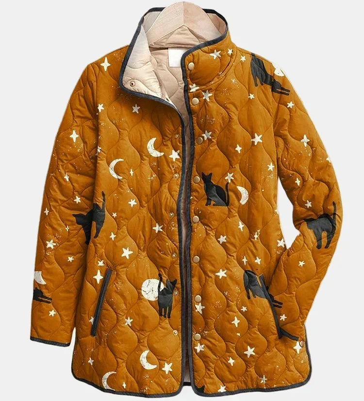 Puffer bunda s mačkami a hviezdami Nicole