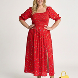 Delphine Puff Sleeve Midi Ruha