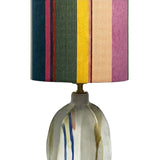 Cylindrická keramická stolná lampa s umeleckou textíliou