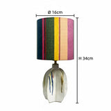 Cylindrická keramická stolná lampa s umeleckou textíliou