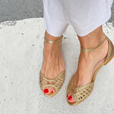 Isadora | Woven Golden Sandals – Arany Elegancia és Kényelem
