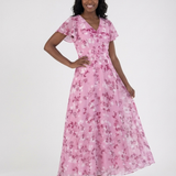 Ismeria Virágos Chiffon Maxi Ruha