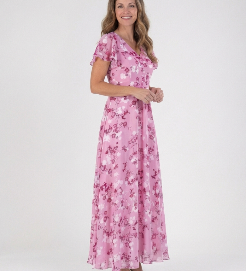 Ismeria Virágmintás Chiffon Maxi Ruha
