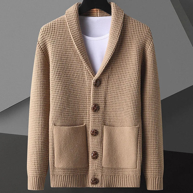 Vincenzo De Luca Waffle-Knit Kardigán