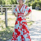 Maxi Virágmintás Ruha Corinne Ujjakkal